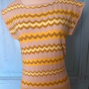 Free People Chevron Knit Top in Brown and Yellow